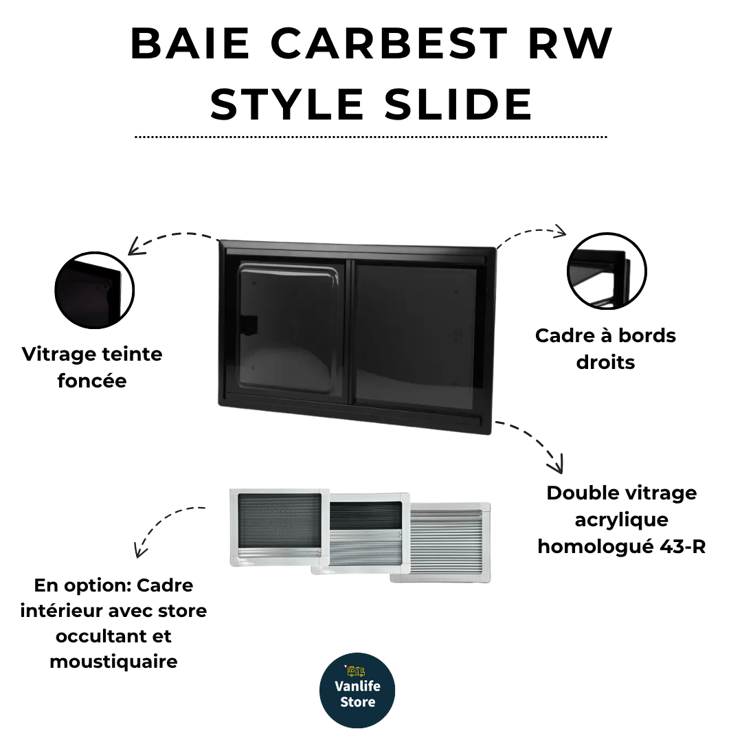 Baie CARBEST RW Style Slide – Fenêtre coulissante universelle pour fourgon et van aménagé - Vanlife - Store