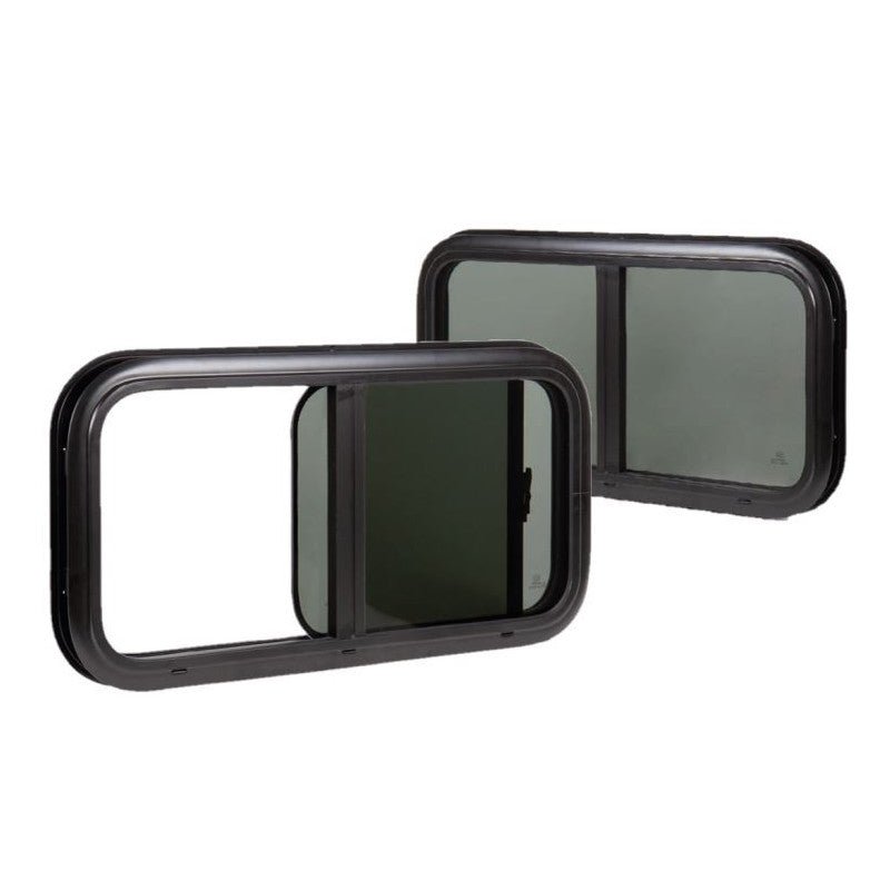 Baie coulissante vitrage acrylique - Bords Arrondis - Avec store et moustiquaire - Vanlife - Store