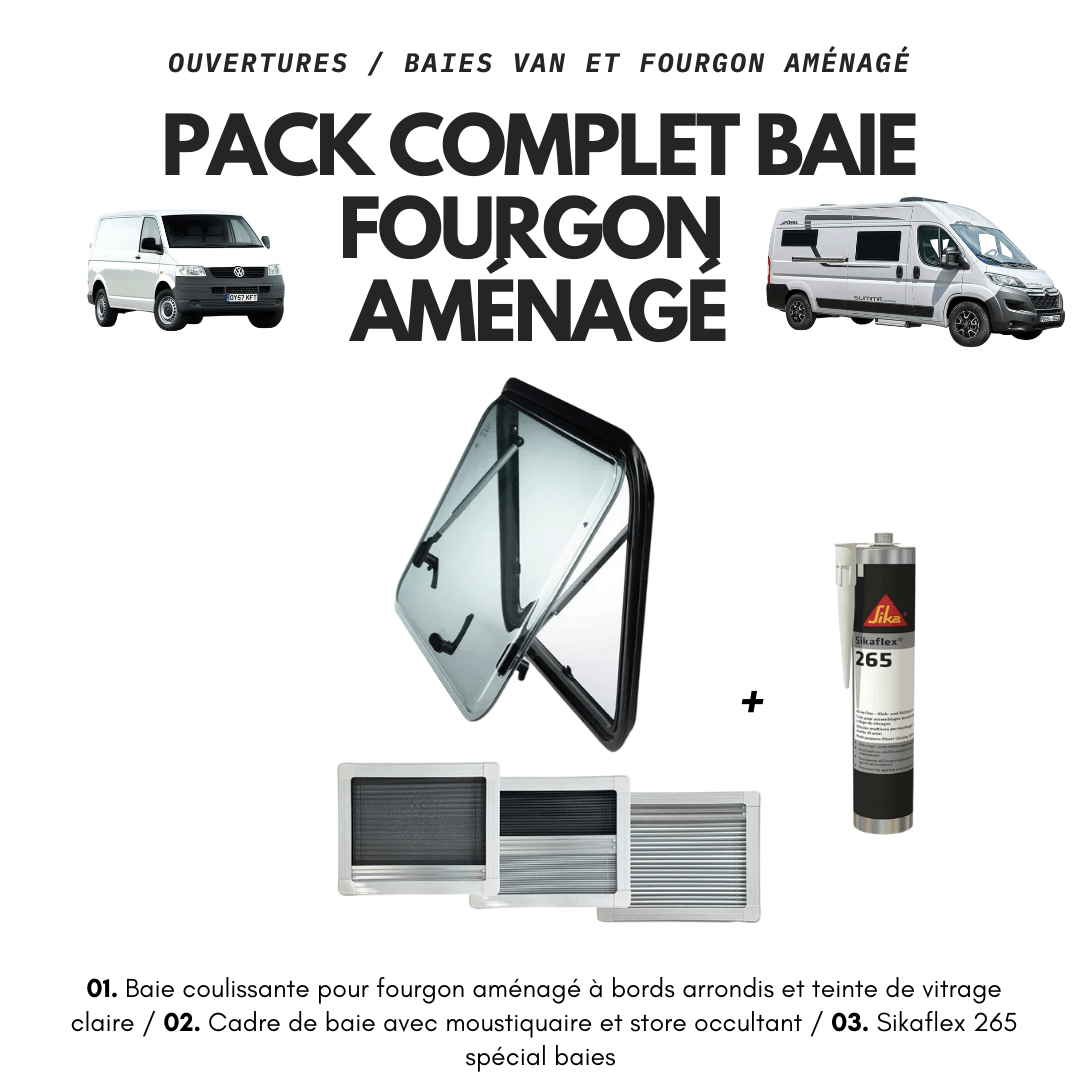 Baie projetable fenetres pour camping car et fourgon aménagé - Pack complet Baie + Colle - mastic - Vanlife - Store