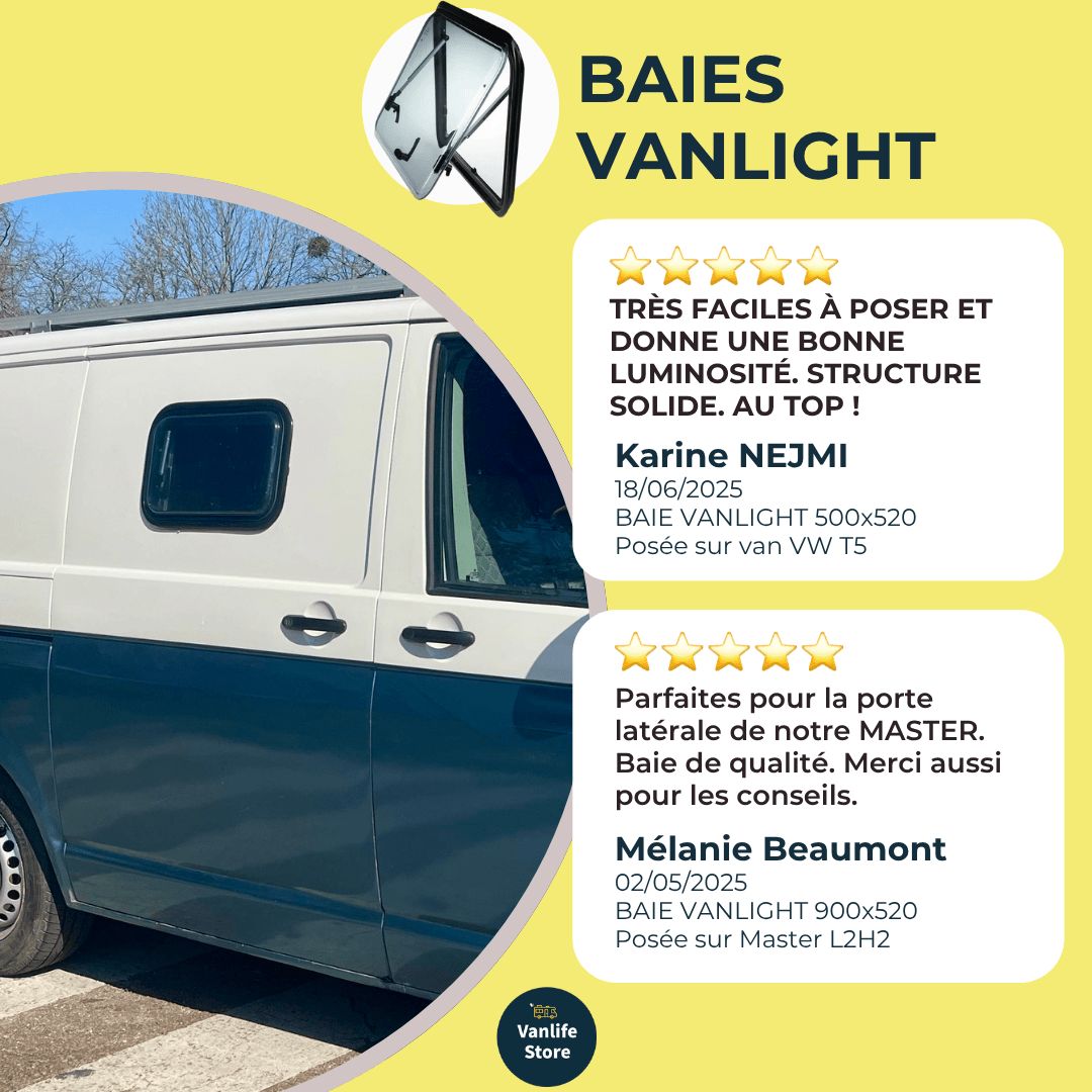 Baie VanLight - Fenêtre pour camping - cars et vans aménagés - Vanlife - Store