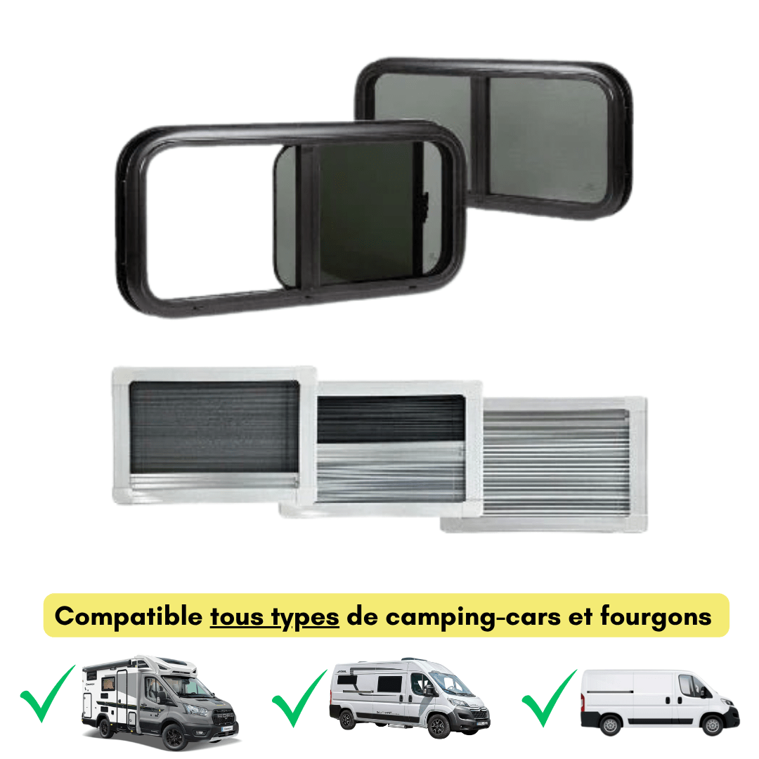 Baie VanSlide - Fenêtre pour camping - car et vans aménagés avec store et moustiquaire - Vanlife - Store