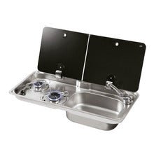 COMBINÉ RÉCHAUD 2 FEUX + ÉVIER RECTANGLE AVEC COUVERCLE FL1765 - CAN - Vanlife - Store