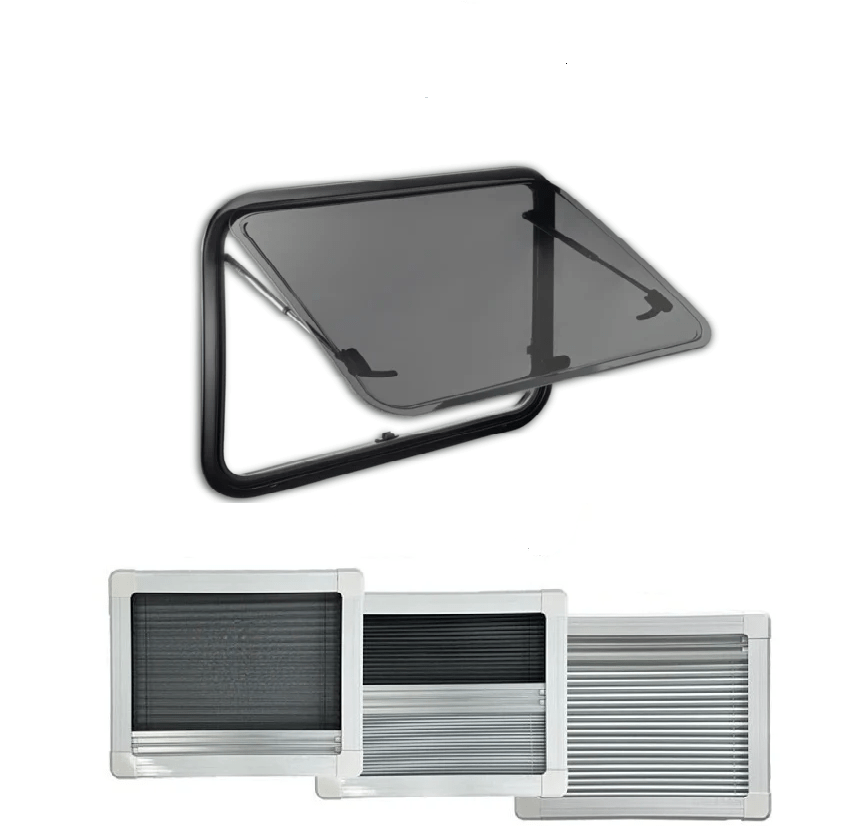 baie camping car et vans aménagés - Baie projetable avec store et moustiquaire - Homologuée 43 - R (VASP) - Vanlife - Store