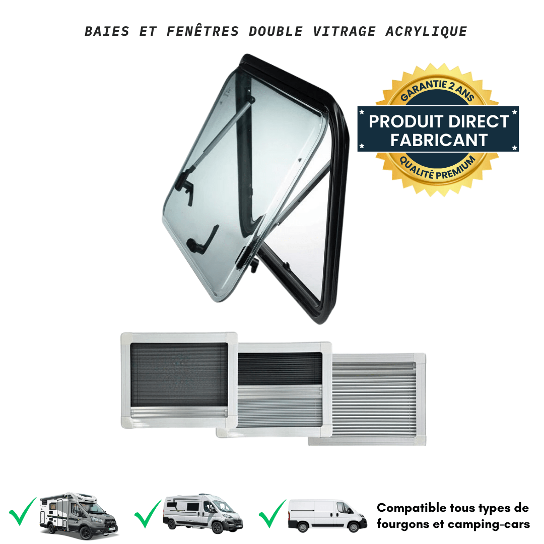 Fenêtre Van aménagé L2H2 (Porte arrière) - Baie + Sika - Vanlife - Store