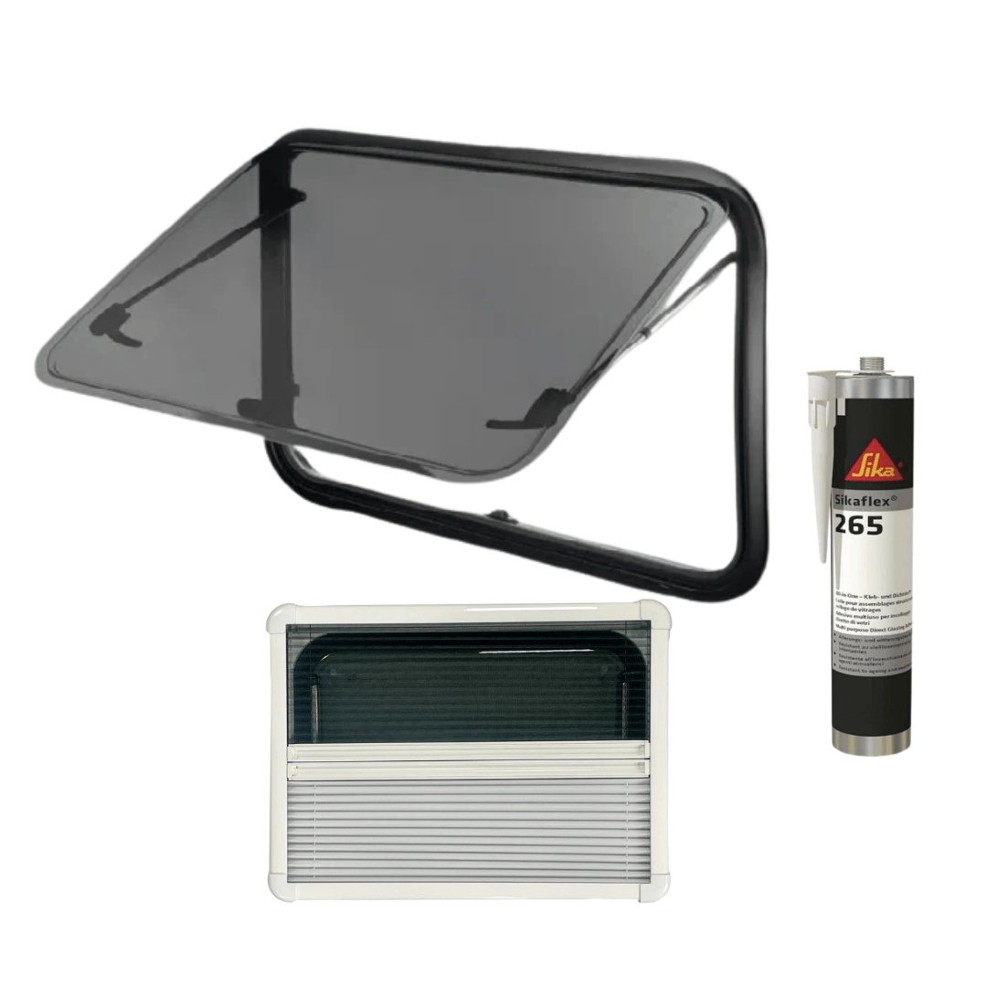 Pack Baie VanShade - Baie projetable + cadre avec store et moustiquaire + pack sikaflex - Vanlife - Store