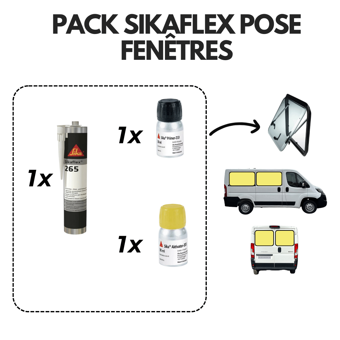 Pack Baie VanSquare Sika - Baie projetable + cadre avec store et moustiquaire + sikaflex - Vanlife - Store