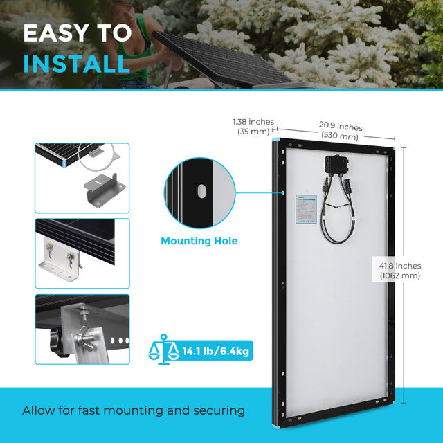 70% off: 100 Watt 12 Volt Monocrystalline Solar Panel (Black Frame)