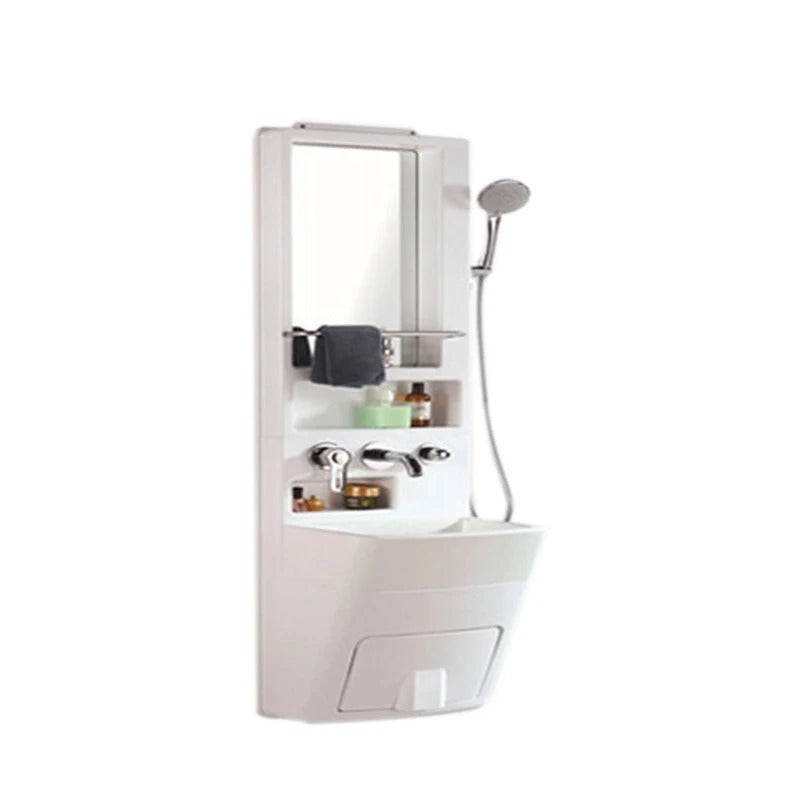 Colonne de salle de bain tout-en-1 (Douche / Vasque / Rangement / Miroir)