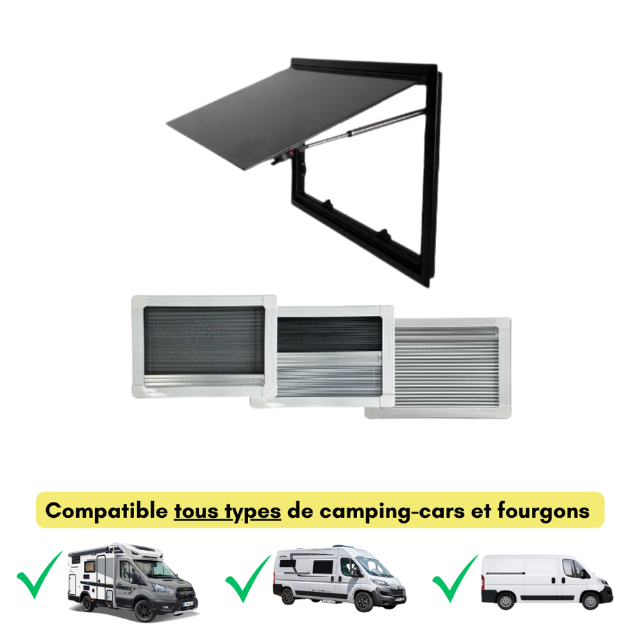 Fenêtre De Caravane, 700 X 450 Mm, Fenêtre D'exposition à 85°, Camping-car E4, Avec Moustiquaire Et Rideau Intégré, Fenêtre Latérale Pour Camping-car