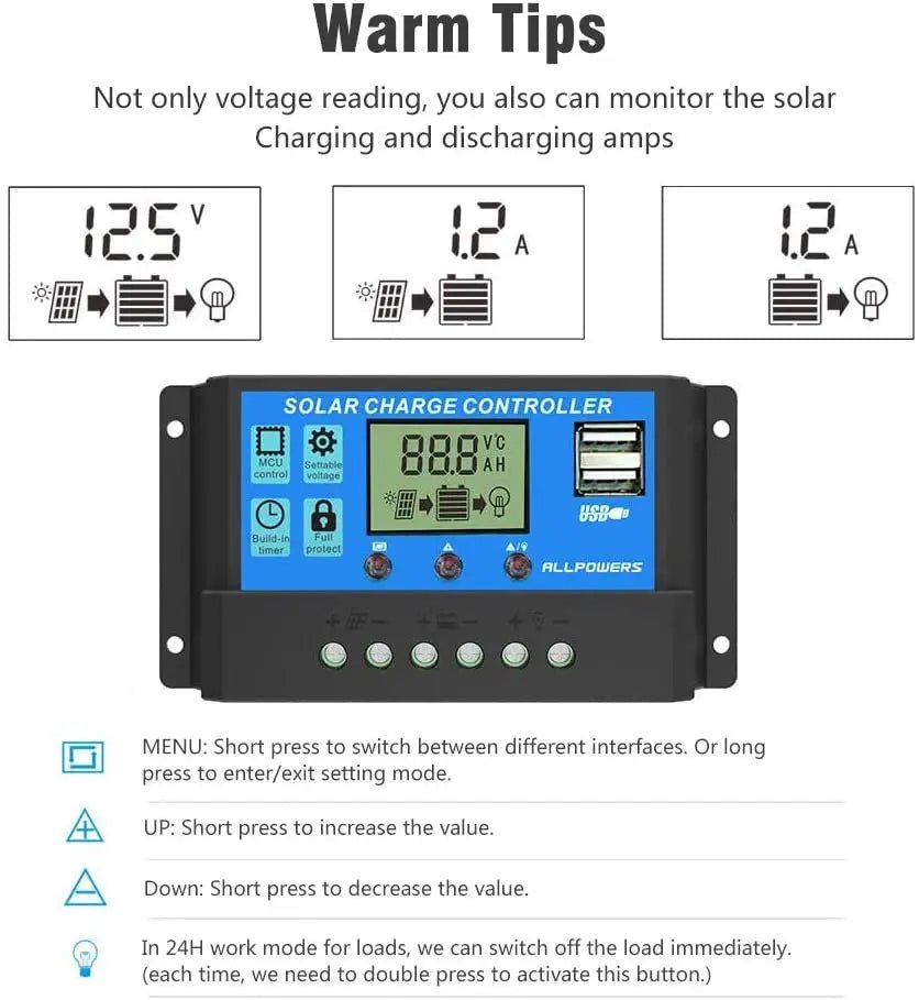 ALLPOWERS 20A Contrôleur de chargeur solaire - Vanlife - Store