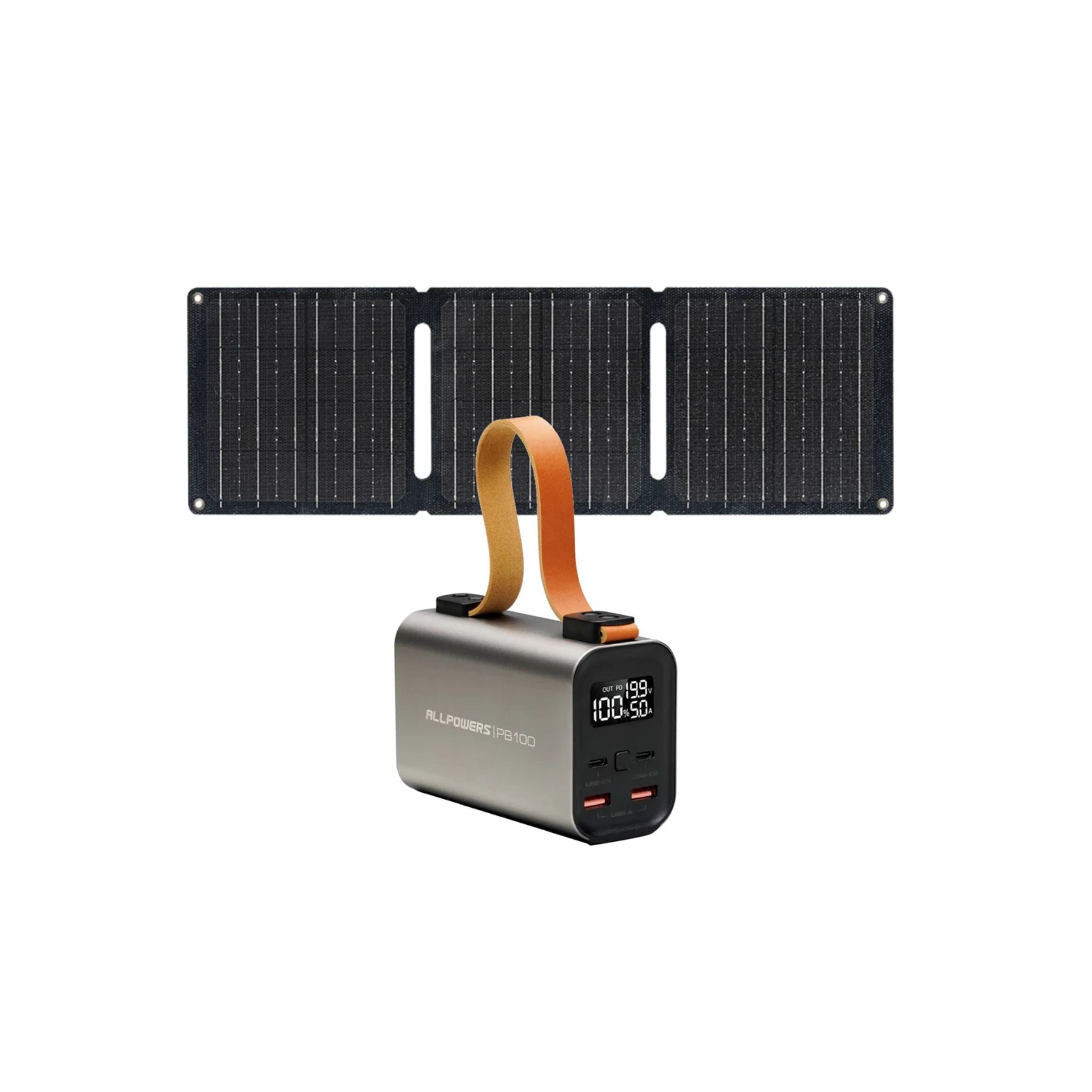 ALLPOWERS PB100 Batterie externe portable 100W 24000mAh avec panneau solaire SP001 12V 21W - Vanlife - Store
