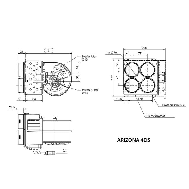 Arizona 4DS - Echange de chaleur à eau avec ventilateur 12 V 5,35 kW - Vanlife - Store