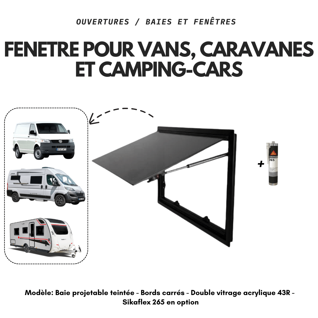 Baie / Fenêtre spéciale camping - cars et vans aménagés - Double vitrage acrylique (43R) - baie seule - Vanlife - Store