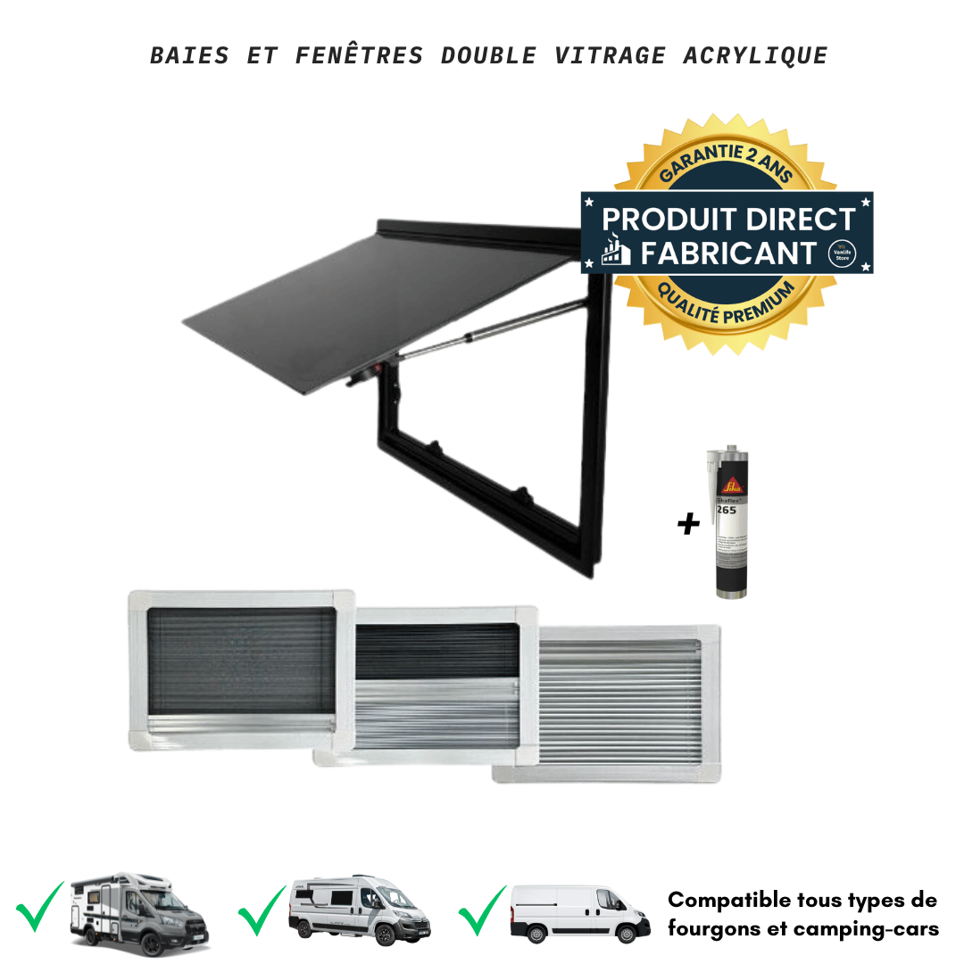 Baie pour van aménagé avec store et moustiquaire + Sikaflex - Vanlife - Store