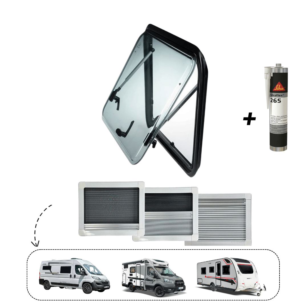 Baie VanLight Maxi - Grande Fenêtre pour camping - car teinte claire - Camions - Caravanes - Vanlife - Store