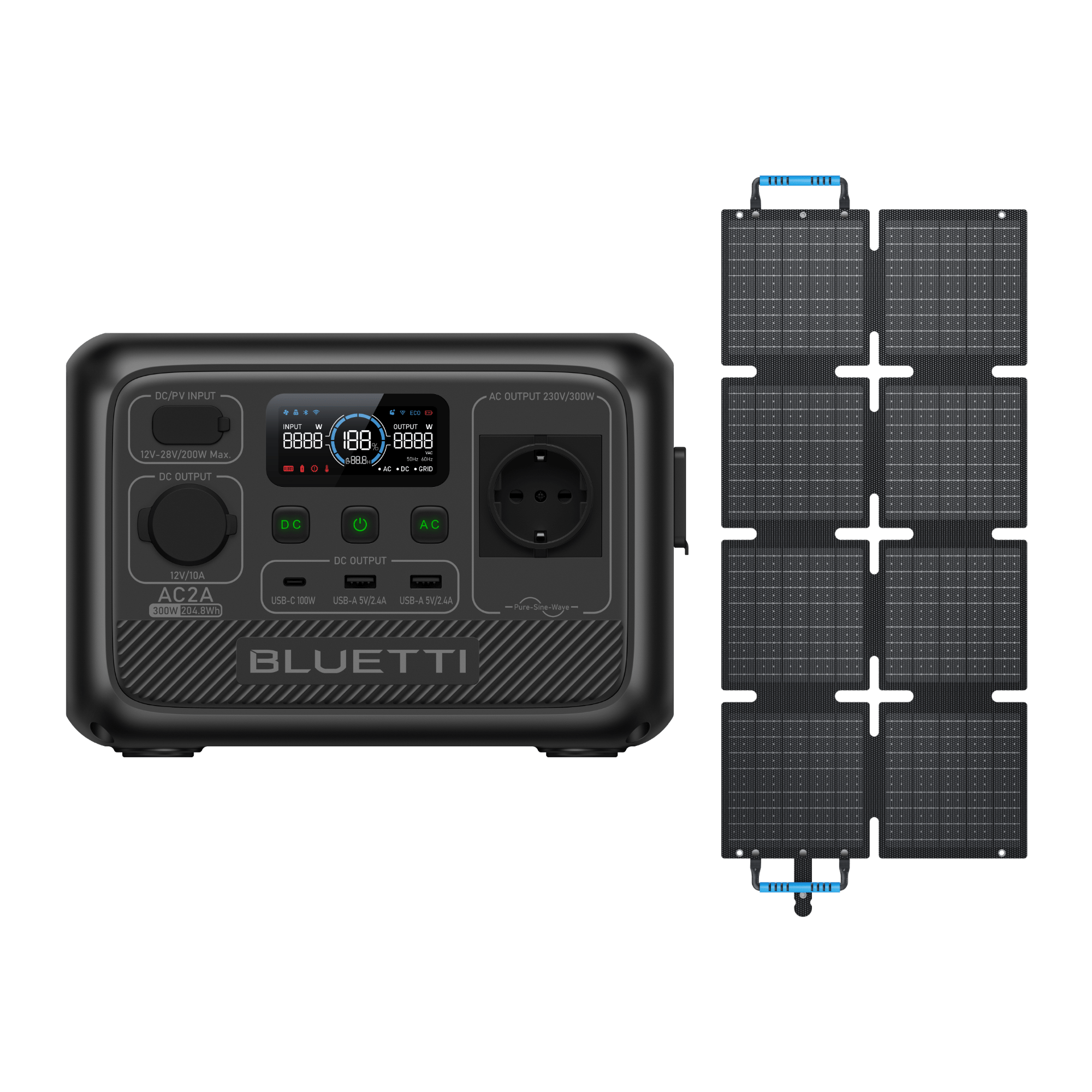 BLUETTI AC2A Station électrique portable | 300 W / 204,8 Wh - Vanlife - Store