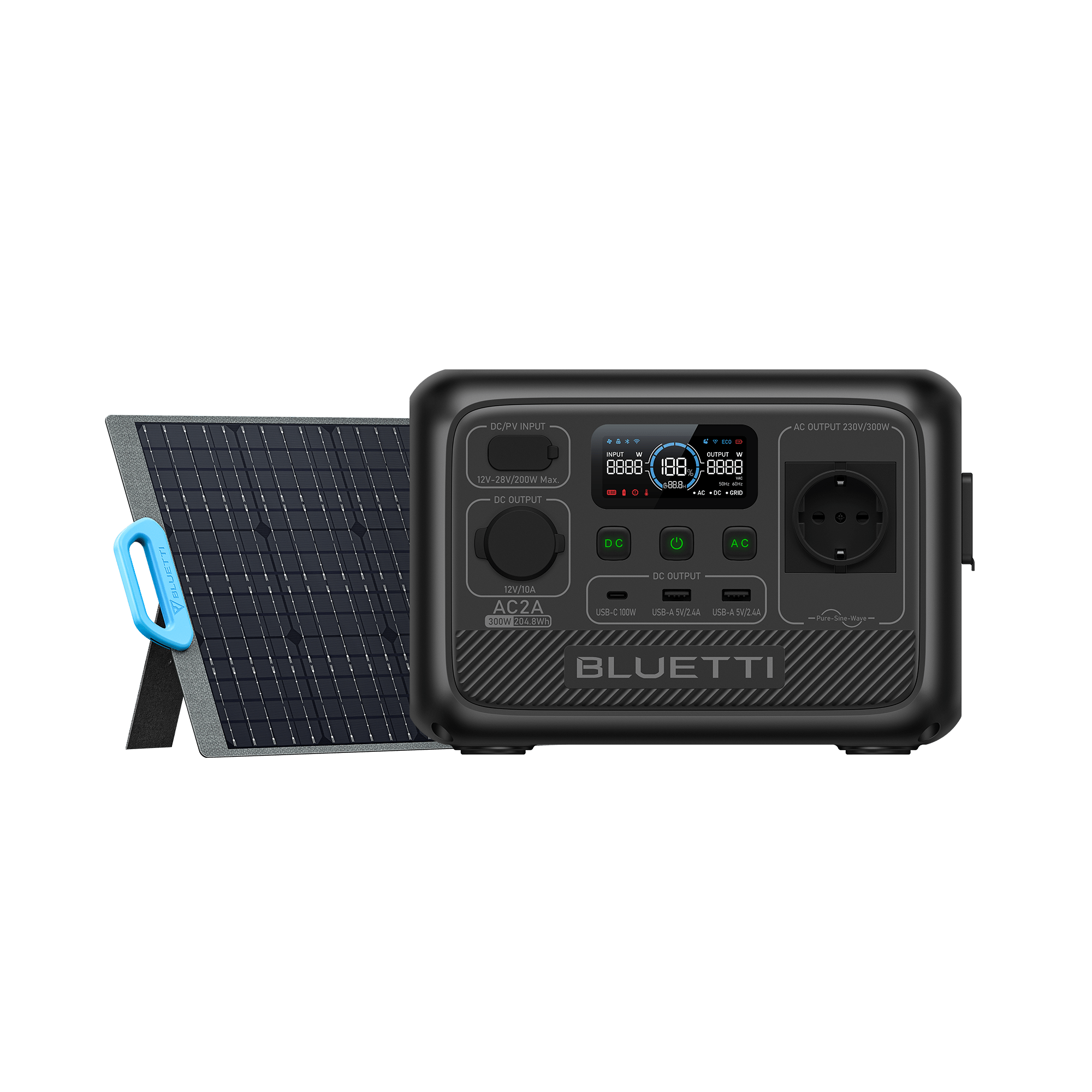 BLUETTI AC2A Station électrique portable | 300 W / 204,8 Wh - Vanlife - Store