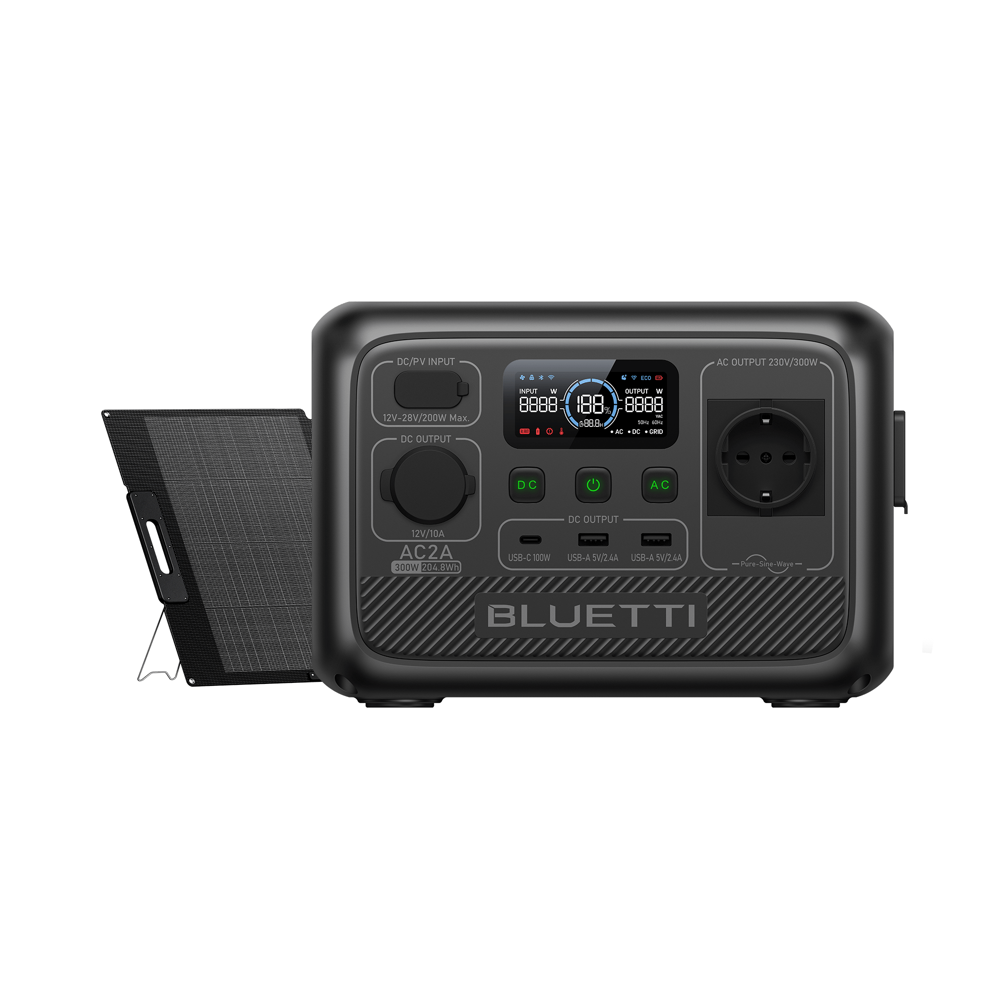 BLUETTI AC2A Station électrique portable | 300 W / 204,8 Wh - Vanlife - Store