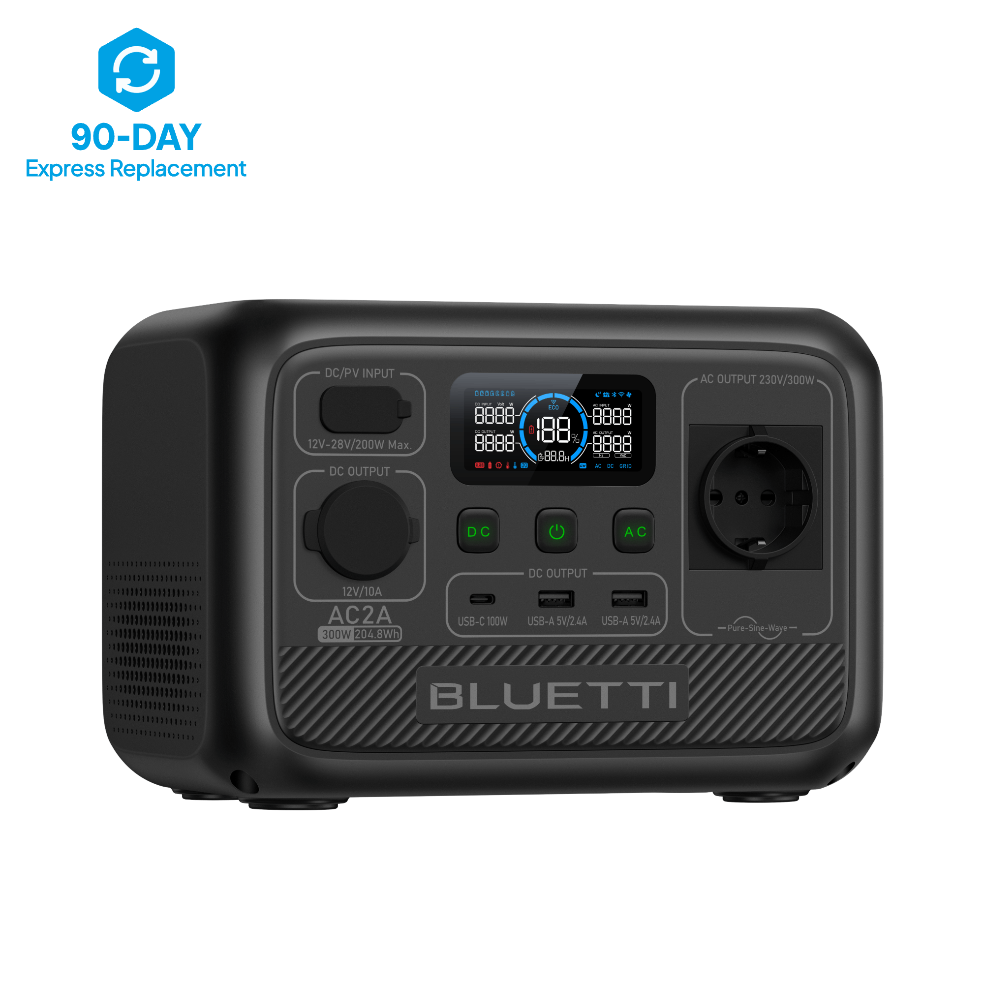 BLUETTI AC2A Station électrique portable | 300 W / 204,8 Wh - Vanlife - Store
