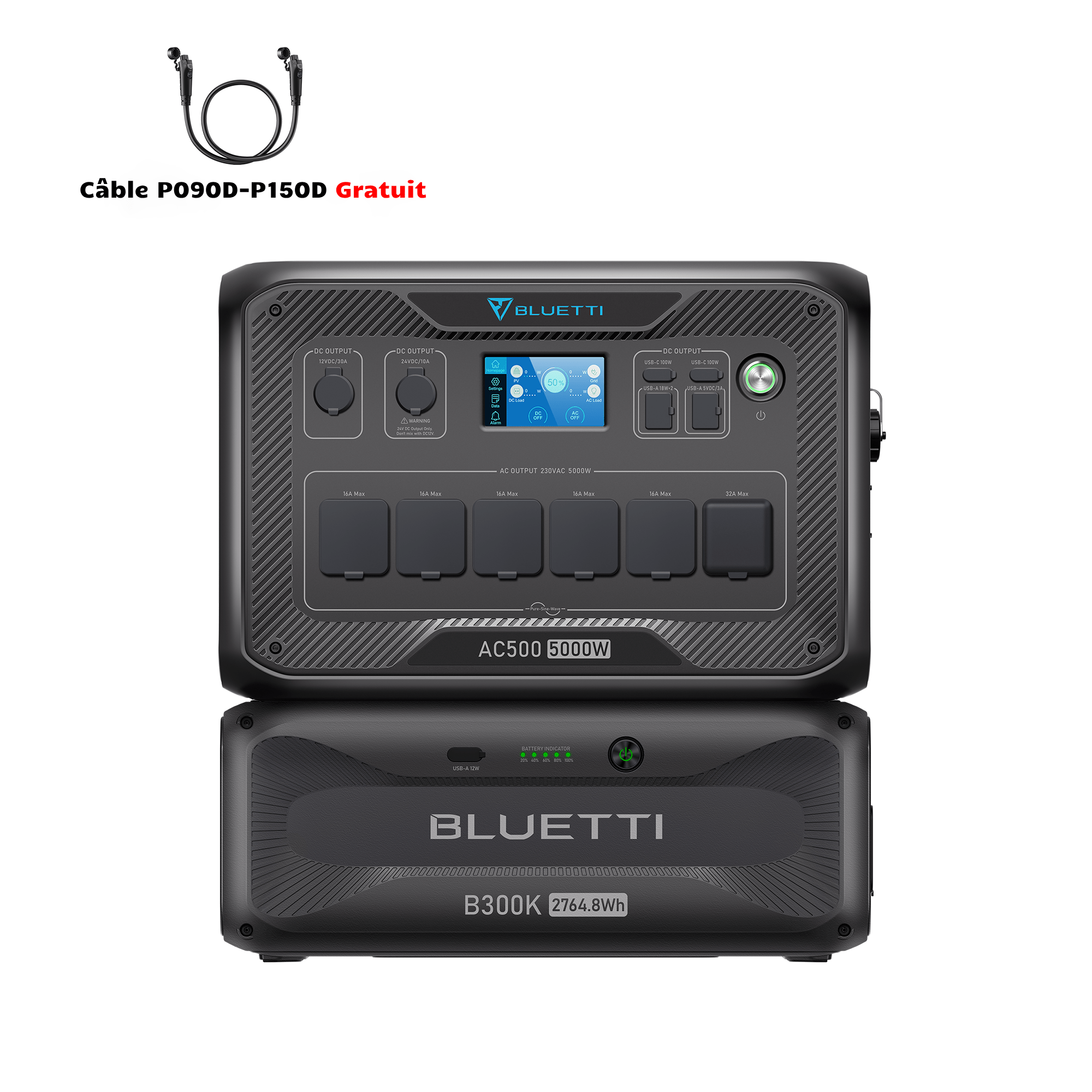 BLUETTI AC500+B300K Batterie de secours domestique | 3 000 W / 2 764,8 Wh - Vanlife - Store