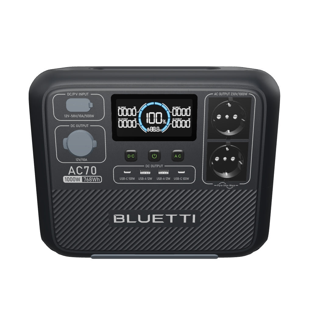 BLUETTI AC70 Station électrique portable | 1000 W / 768 Wh - Vanlife - Store