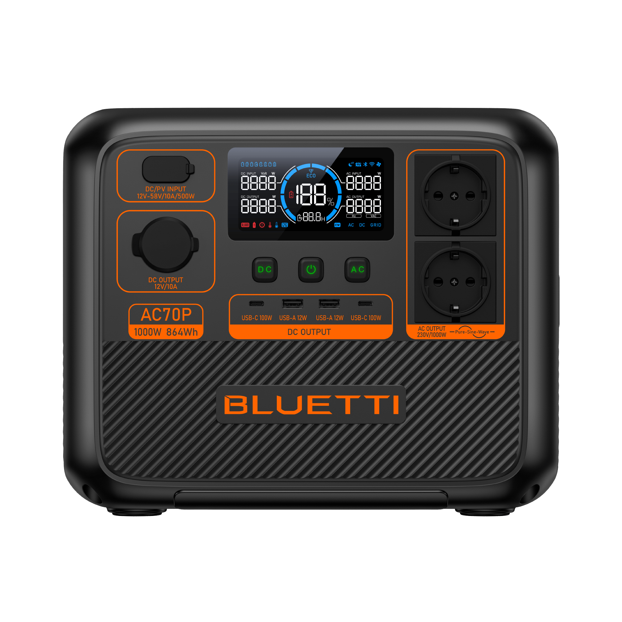 BLUETTI AC70P Station électrique portable | 1000 W / 864 Wh - Vanlife - Store