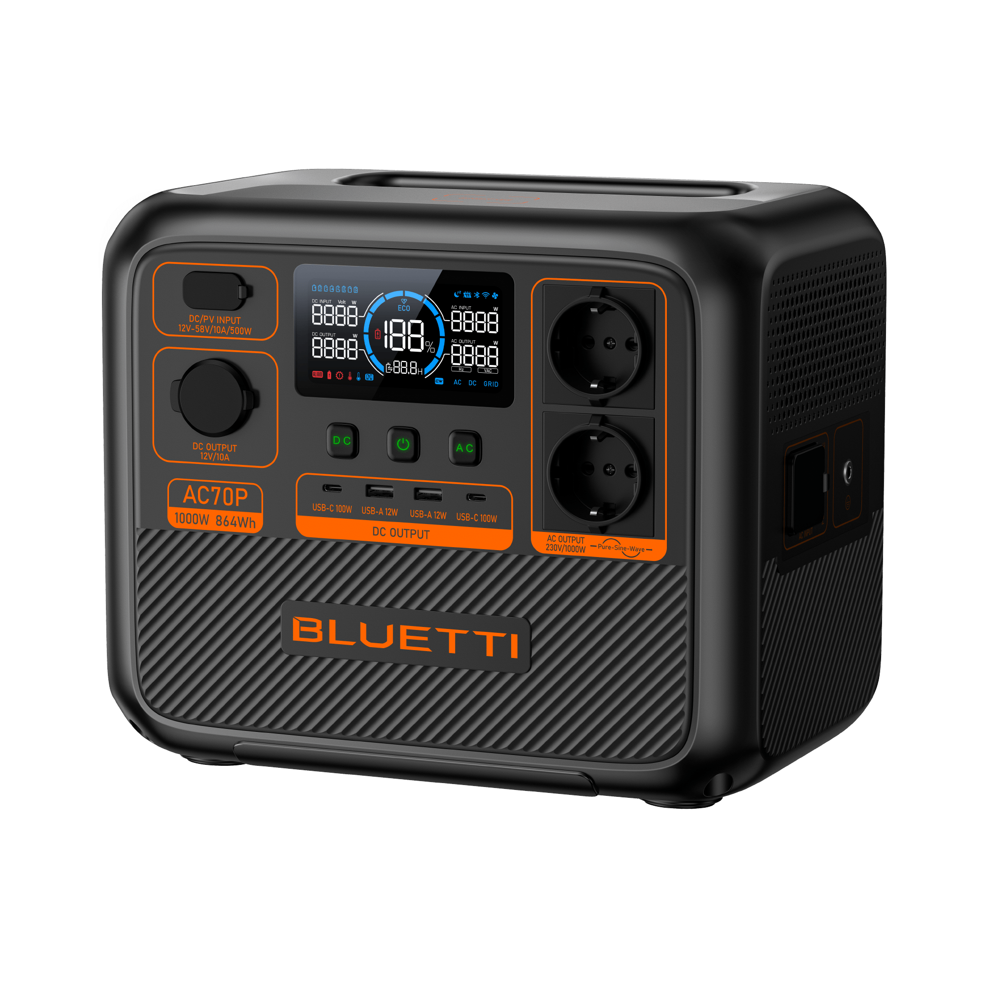 BLUETTI AC70P Station électrique portable | 1000 W / 864 Wh - Vanlife - Store