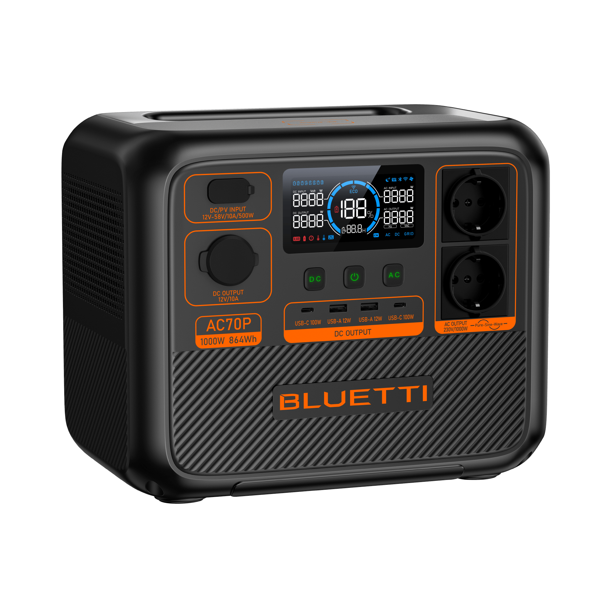 BLUETTI AC70P Station électrique portable | 1000 W / 864 Wh - Vanlife - Store