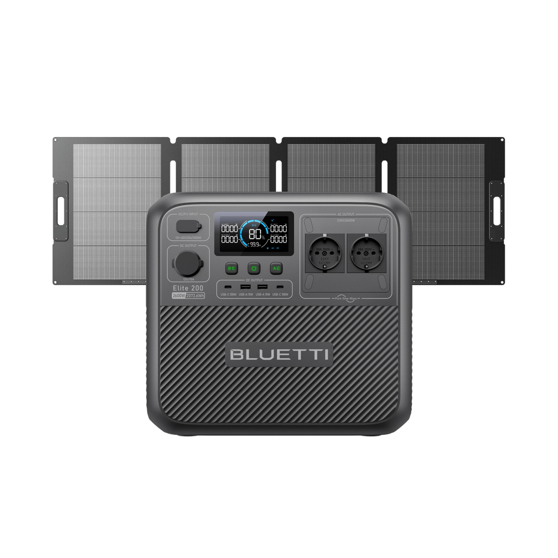 BLUETTI Elite 200 V2+200W Kit solaire | 2 600 W, 2 073,6 Wh, 200 W générateur solaire - Vanlife - Store