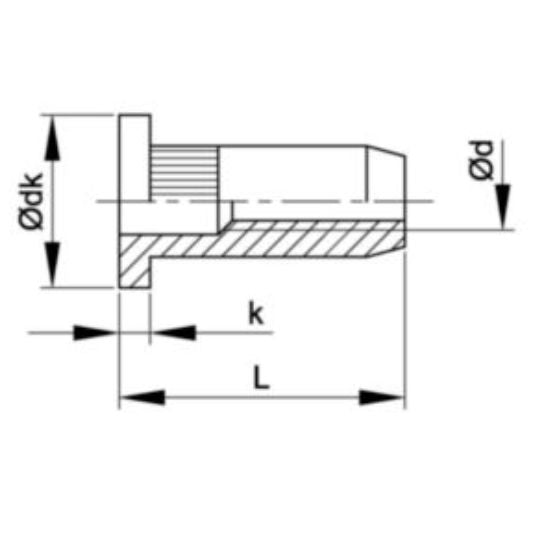 Écrou noyé ouvert , tête cylindrique, fût cannelé Acier inoxydable ø 8 mm - Vanlife - Store