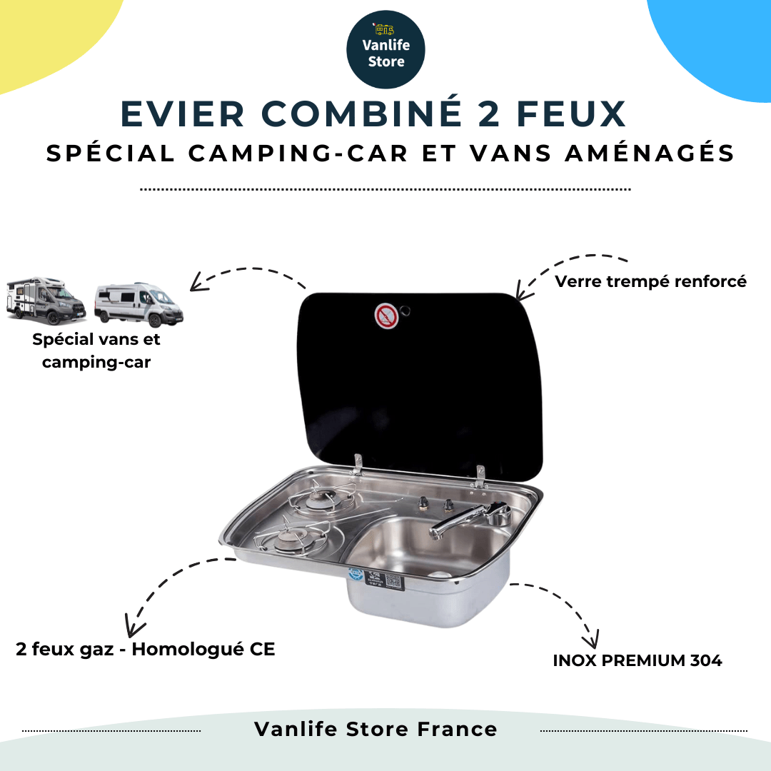 Evier Inox - Combiné 2 feux - Vanlife - Store