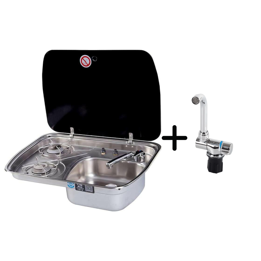 evier-inox-combine-2-feux-gaz