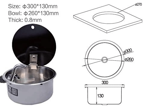 Evier Inox et couvercle verre trempé - Cuve ronde - Vanlife - Store