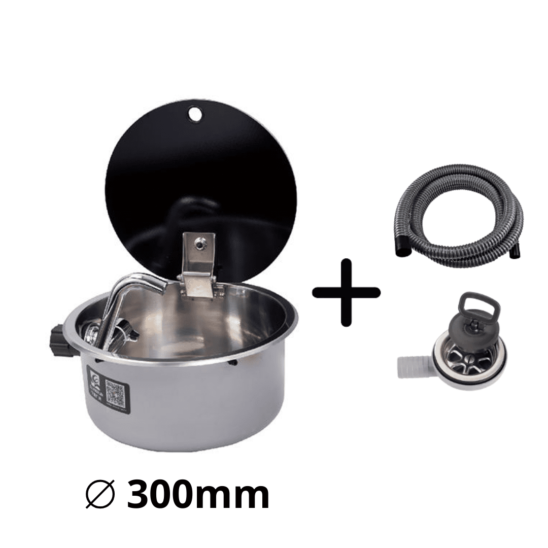 Evier Inox spécial van aménagé - avec Robinet (⌀ 30cm / ⌀ 42cm) - Vanlife - Store