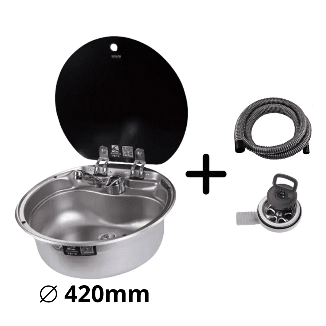 Evier Inox spécial van aménagé - avec Robinet (⌀ 30cm / ⌀ 42cm) - Vanlife - Store