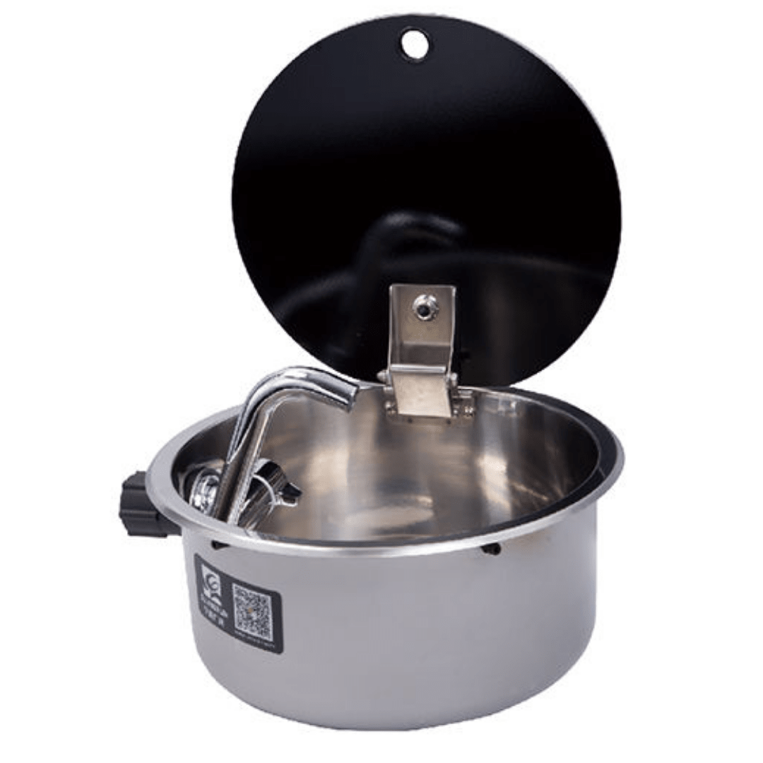 Evier rond en Inox spécial van aménagé - avec Robinet pliable en inox (diamètre 30cm) - Vanlife - Store