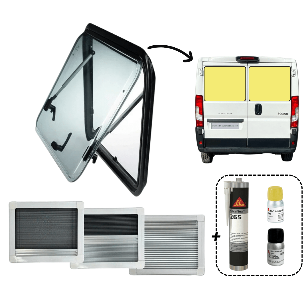 Fenêtre Van aménagé L2H2 (Porte arrière) - Baie + Sika - Vanlife - Store