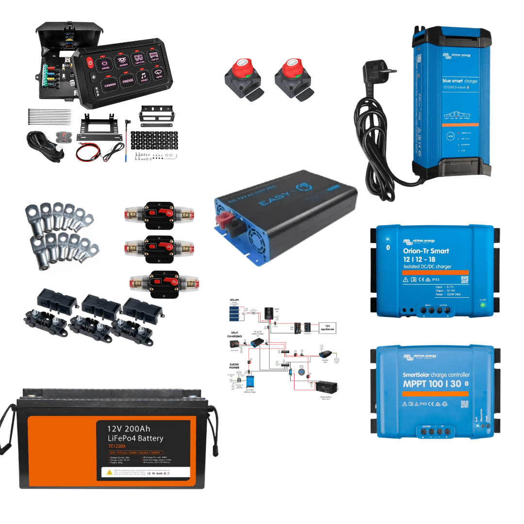 Kit complet électricité van aménagé bluetooth - Batterie Lithium + Pack Victron + Boitier distribution intelligent + cosses + schéma d'installation - Vanlife - Store