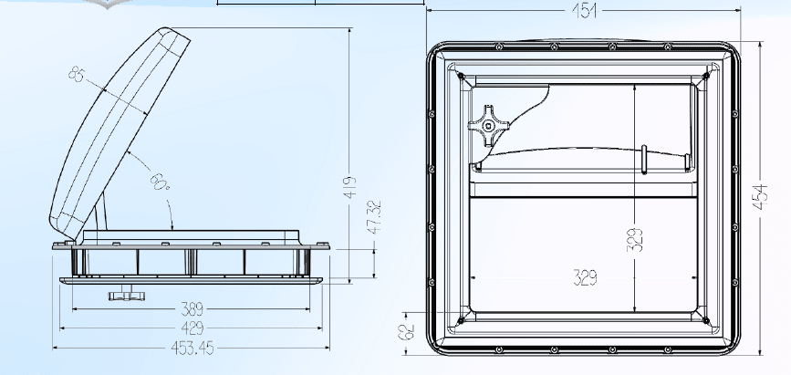 Lanterneau Skydome - 40x40 (avec moustiquaire) - Vanlife - Store