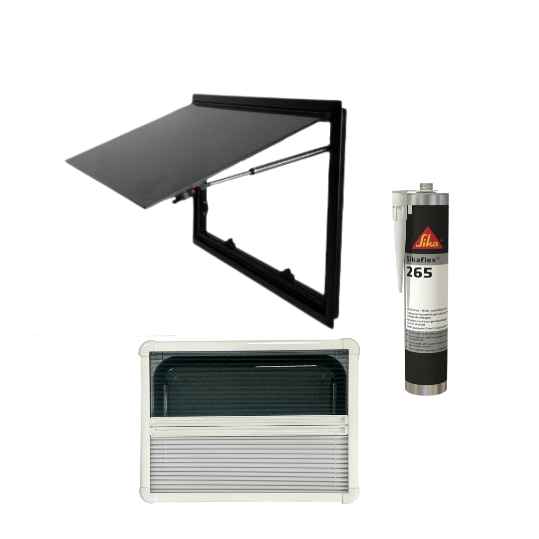 Pack Baie projetable NORDVAN SQUARE - Fenêtre complète + Sikaflex - Vanlife - Store