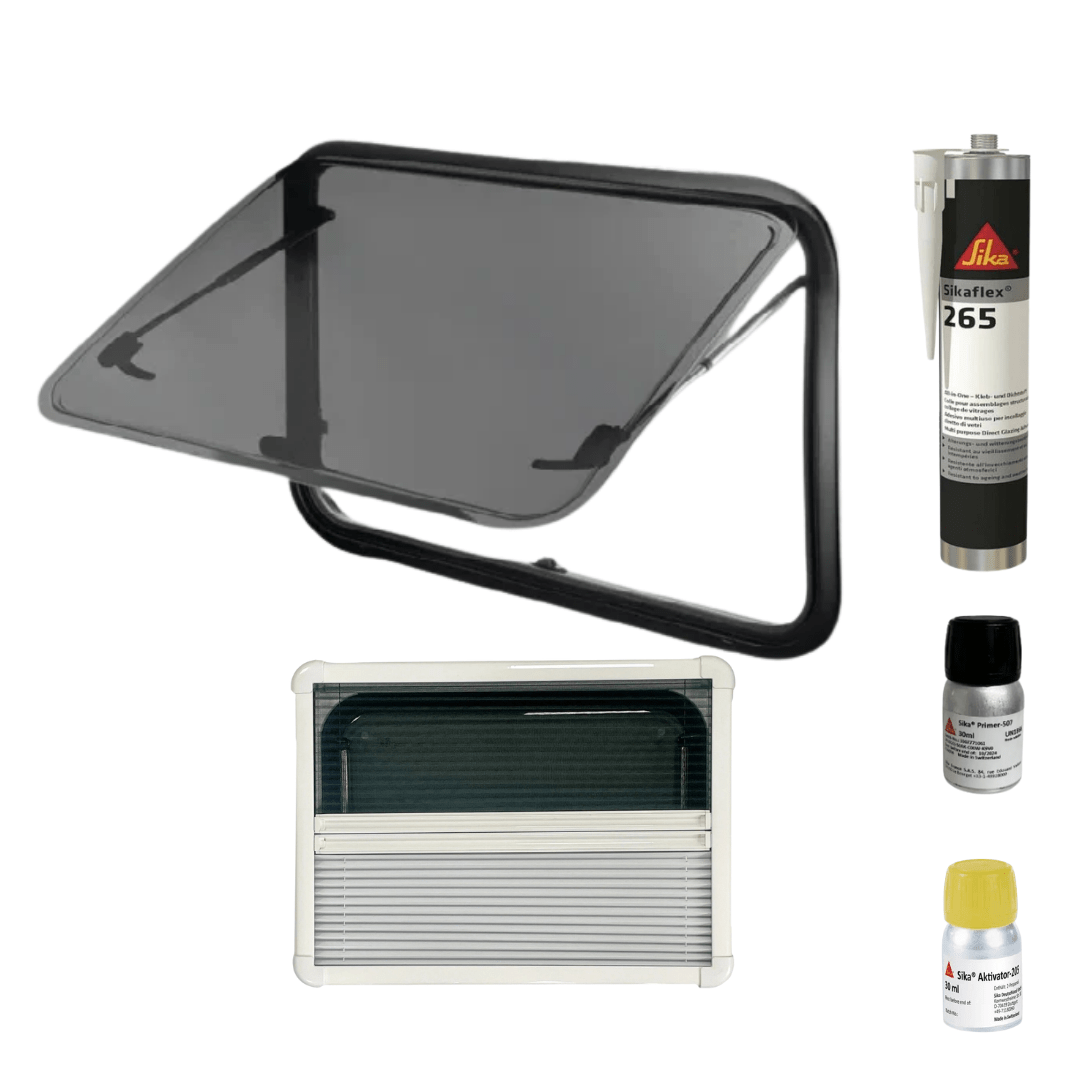 Pack Baie VanShade - Baie projetable + cadre avec store et moustiquaire + pack sikaflex - Vanlife - Store