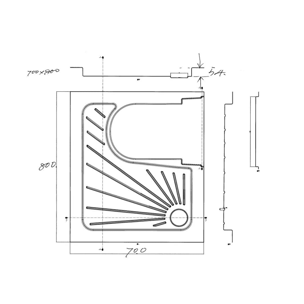 Receveur de douche pour toilette cassette 12V - 80x70 - Vanlife - Store