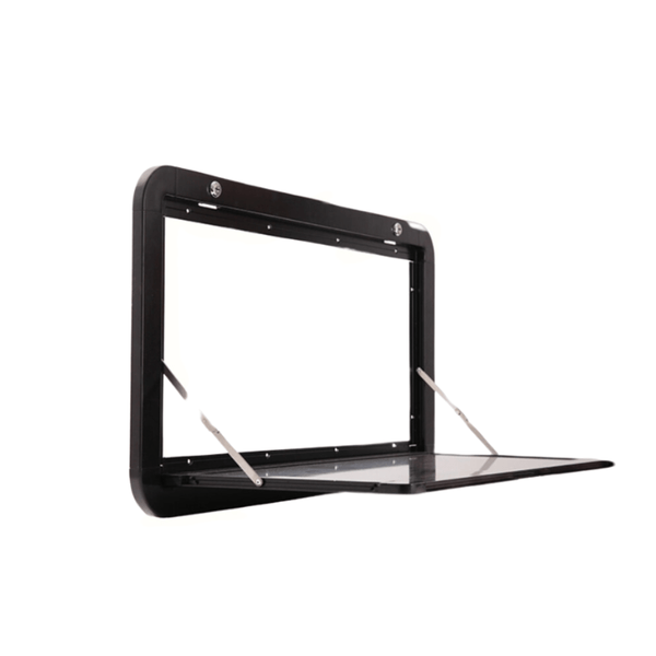 Support Pliant Camping-Car - Tablettes Acier Inox Noir - 2 Pièces - Idéal Caravane, Fourgon Aménagé