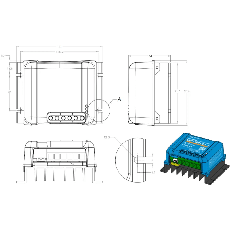 VICTRON BlueSolar MPPT 100/20 – Régulateur de charge solaire 20A 12/24V - Vanlife - Store